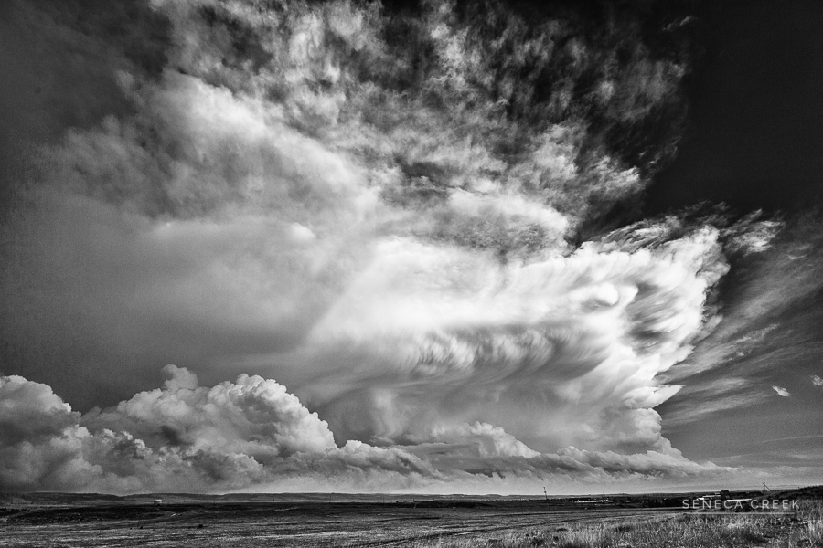 Supercell Clouds over the High Plains of Laramie, Wyoming Black and White