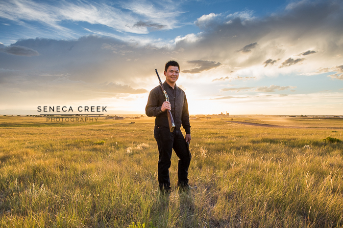 SenecaCreekPhotography.com by Allison Pluda | Ky's Senior Portraits with his Horse Gracie | Western Sunset in Laramie, Wyoming on the prairie