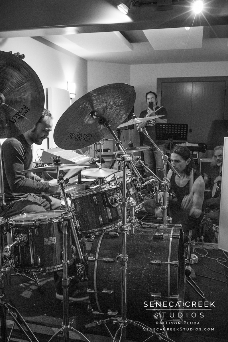 SenecaCreekStudios.com by Allison Pluda - drum jam at the Recordium in Fort Collins, Colorado