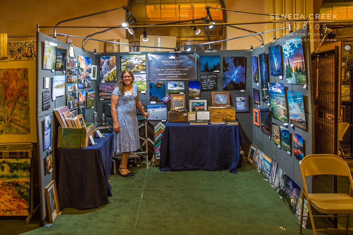 SenecaCreekStudios.com by Allison Pluda | Fine Art Nature and Landscape Prints | Laramie, Wyoming | 2016 5th Annual Cheyenne Arts Festival ProPanel Booth Setup