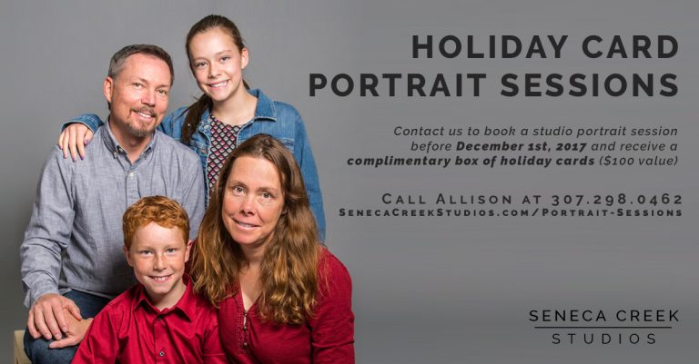 Want a complimentary box of holiday cards? Book a portrait photography session in Laramie, Wyoming for you or your family before December 1st!
